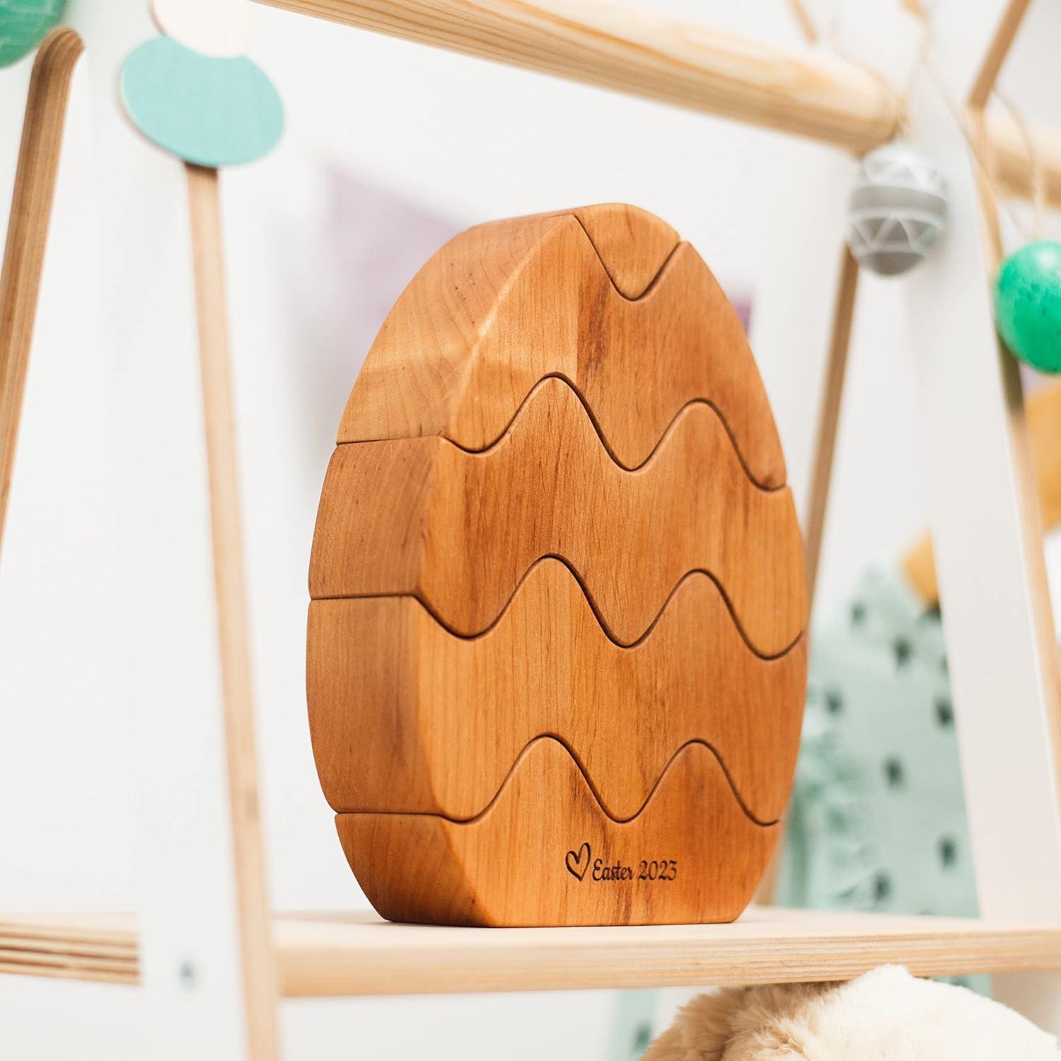 image:imagePersonalized Wood Egg Stacking Toy Wooden Bunny Stacker Montessori Toys First Easter Gift for Baby Girl Baby Boy Sensory Toy Pyramid For Toddler Nursery Decor Gift for Toddler Egg Stacker 1Egg Stacker 1