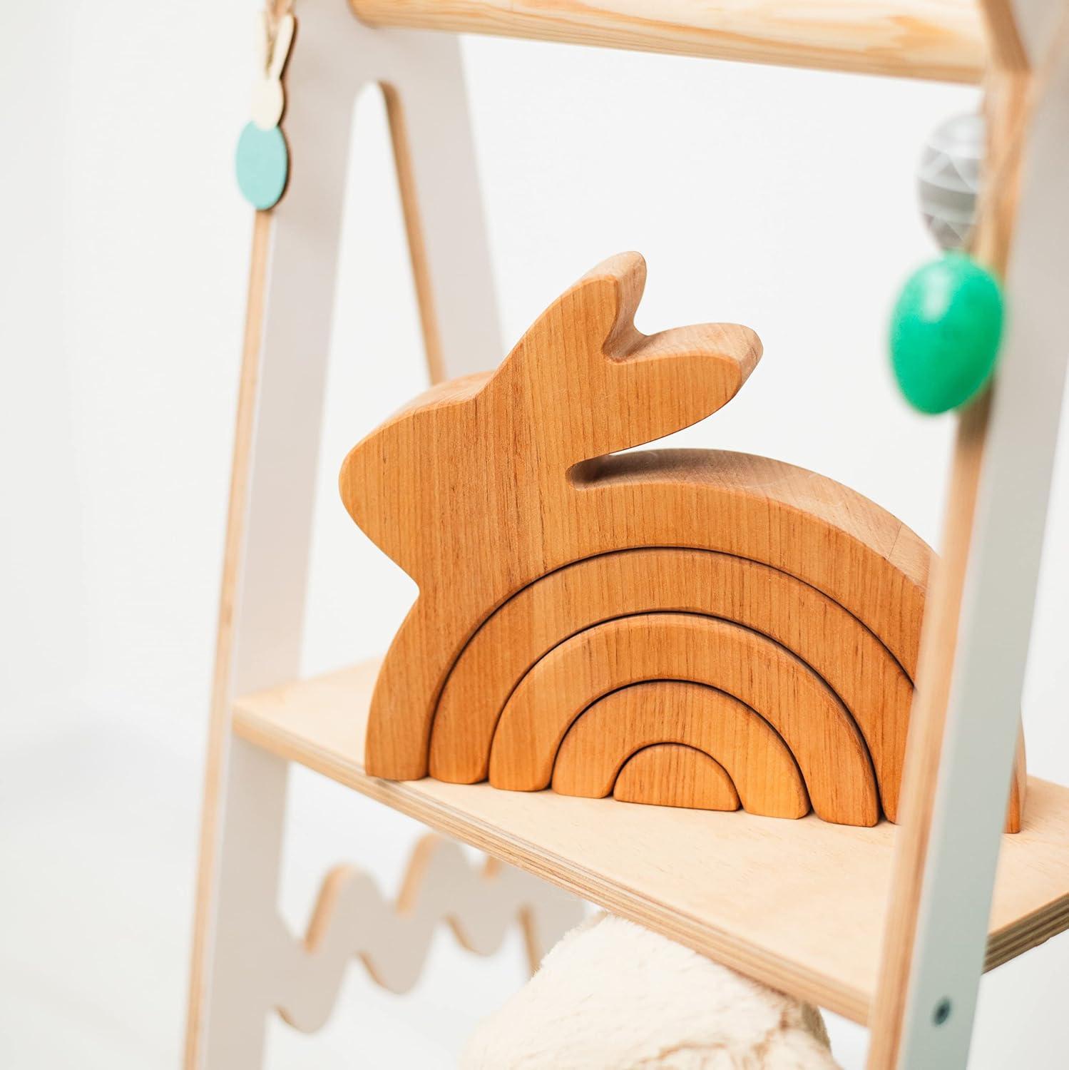 image:imagePersonalized Wood Egg Stacking Toy Wooden Bunny Stacker Montessori Toys First Easter Gift for Baby Girl Baby Boy Sensory Toy Pyramid For Toddler Nursery Decor Gift for Toddler Egg Stacker 1Bunny Stacker