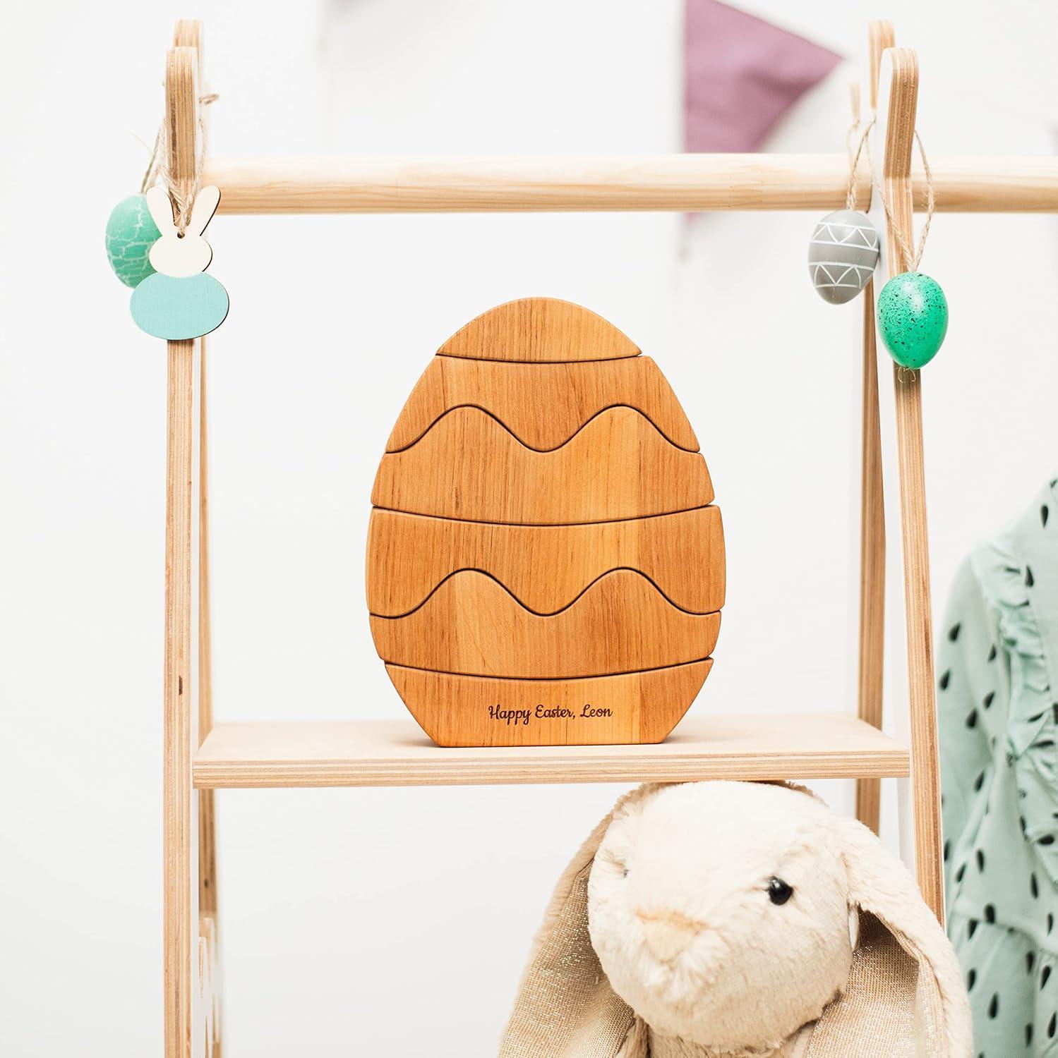 image:imagePersonalized Wood Egg Stacking Toy Wooden Bunny Stacker Montessori Toys First Easter Gift for Baby Girl Baby Boy Sensory Toy Pyramid For Toddler Nursery Decor Gift for Toddler Egg Stacker 1Egg Stacker 2