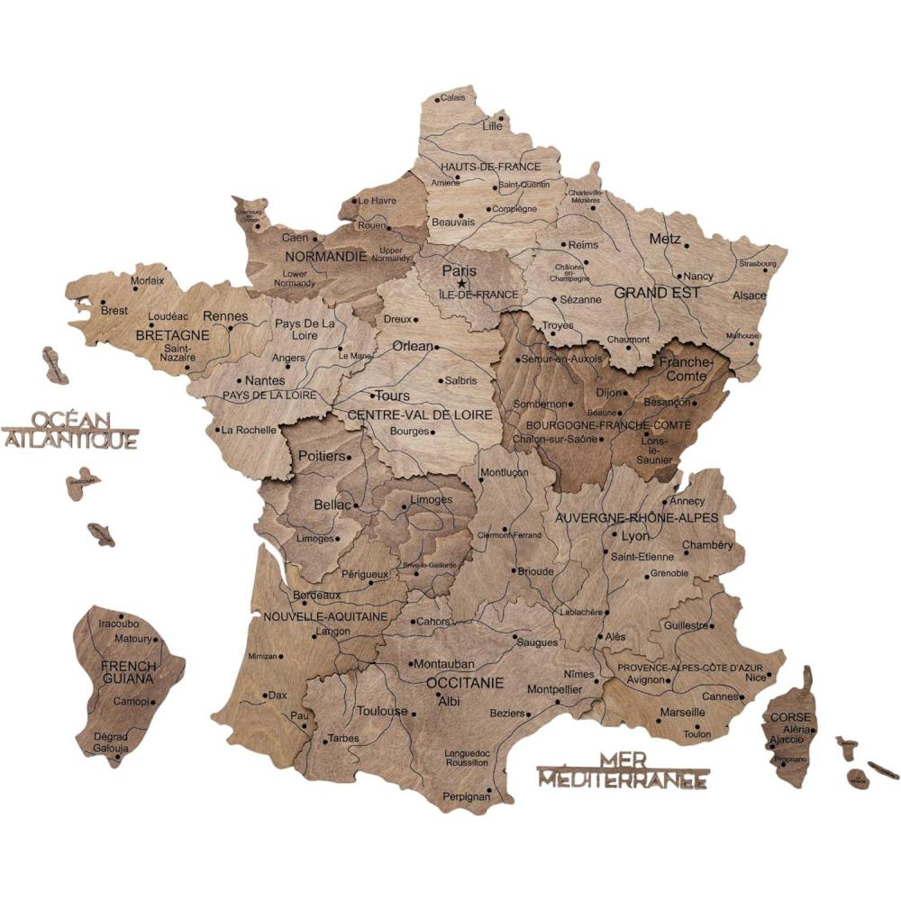 image:imageEnjoy The Wood France Travel Map with Pins  3D Wood Map of France  Handcrafted 3D Wall Art Decor  Wooden Wall Maps Perfect Office or Home Decor  Gift for Travelers Light L UnframedTerra