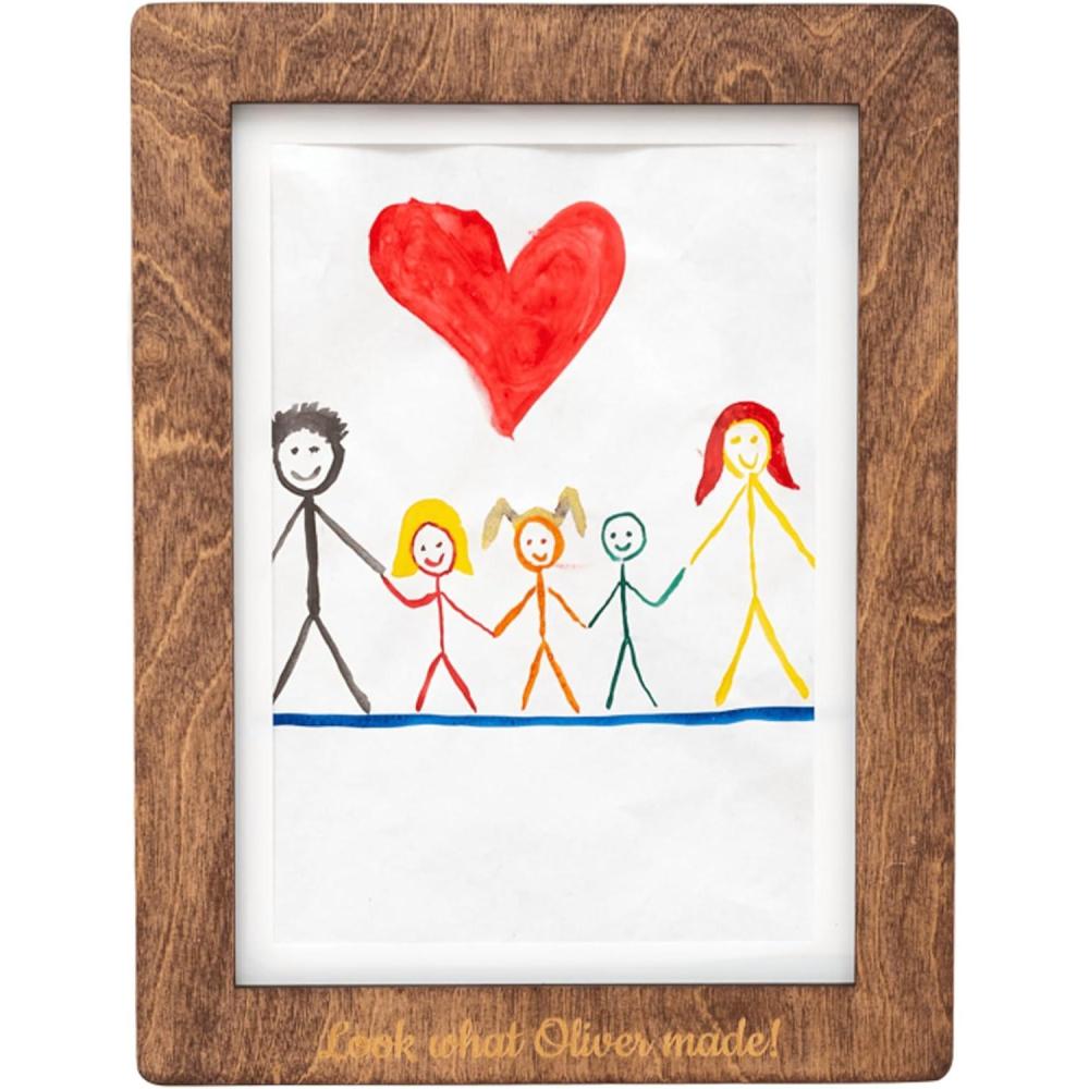 image:imageEnjoy The Wood Kids Art Display Frame Changeable Artwork Easy Change Picture Frames Front Opening Personalized Storage for Children Drawing Wooden Storages Pink FrameDark Walnut