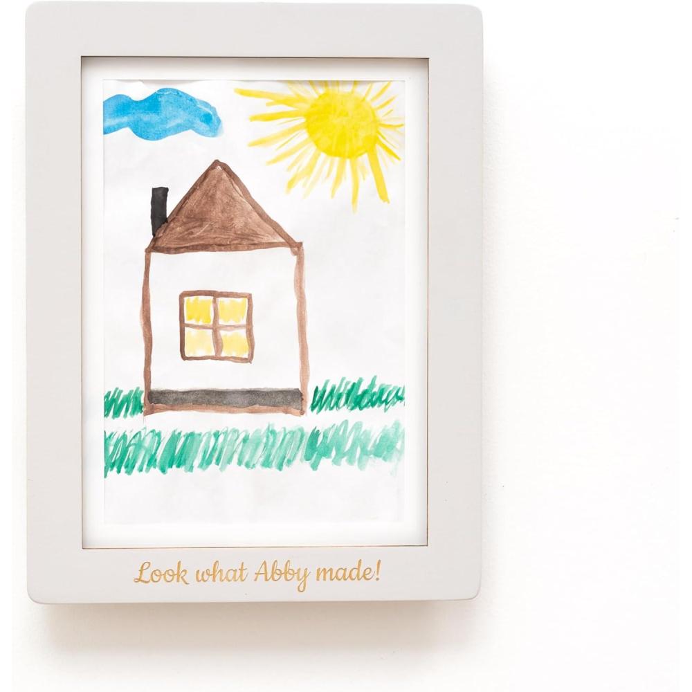 image:imageEnjoy The Wood Kids Art Display Frame Changeable Artwork Easy Change Picture Frames Front Opening Personalized Storage for Children Drawing Wooden Storages Pink FrameWhite