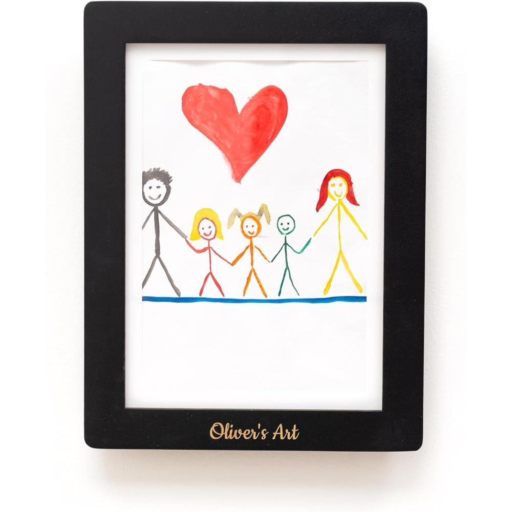 image:imageEnjoy The Wood Kids Art Display Frame Changeable Artwork Easy Change Picture Frames Front Opening Personalized Storage for Children Drawing Wooden Storages Pink FrameBlack