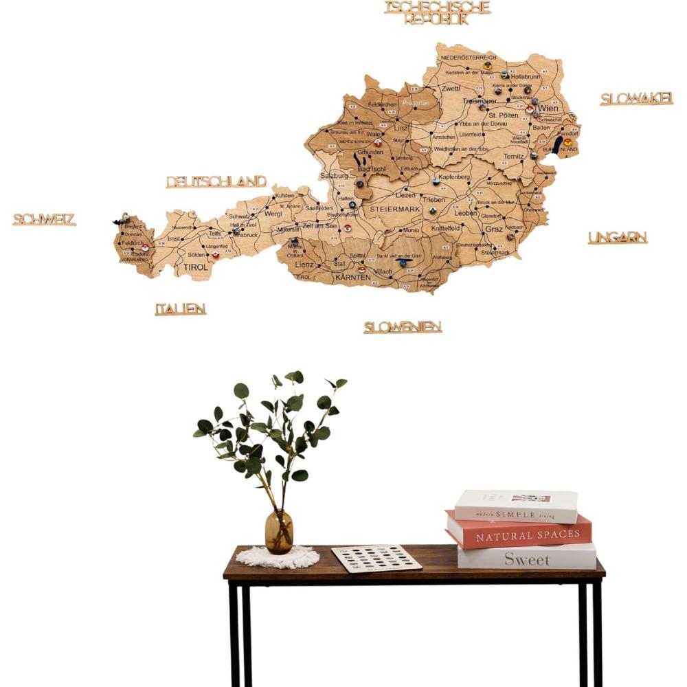 image:imageEnjoy The Wood Wooden Map of Austria 3D Wall Art  3D Multilayer Austria Wall Decor with Cities Regions amp Roads Options  Travel Map with Pins  Educational Home Decor Light SLight