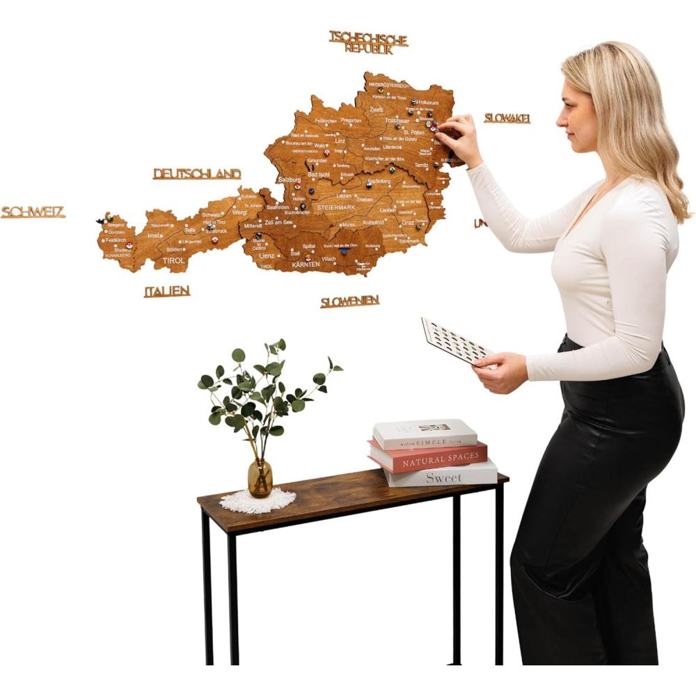image:imageEnjoy The Wood Wooden Map of Austria 3D Wall Art  3D Multilayer Austria Wall Decor with Cities Regions amp Roads Options  Travel Map with Pins  Educational Home Decor Light SOak