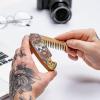 Beard Comb Handmade Gifts Anniversary Gift Wooden Brush Custom Comb Groomsmen Gift Hair Brush Pocket Brush Birthday Gift for Boyfriend (Skull Pattern)(Skull Light)
