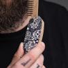 Beard Comb Handmade Gifts Anniversary Gift Wooden Brush Custom Comb Groomsmen Gift Hair Brush Pocket Brush Birthday Gift for Boyfriend (Skull Pattern)(Skull Gingerhead)
