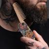 Beard Comb Handmade Gifts Anniversary Gift Wooden Brush Custom Comb Groomsmen Gift Hair Brush Pocket Brush Birthday Gift for Boyfriend (Skull Pattern)(Skull Dark)