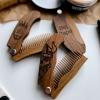 Beard Comb Personalized Gifts Anniversary Gift Wooden Brush Custom Comb Groomsmen Gift Hair Brush Pocket Brush Birthday Gift for Boyfriend (Viking)(Man in Hat)
