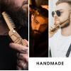 Beard Comb for Men Pocket Folding Combs for Mustache & Hair Travel Natural Wooden Comb with Real Man Engraving – Perfect for Use w/Beard Balm Oil (Wavy Half Skull) (Model RM)(Model RM)