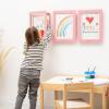 Enjoy The Wood Kids Art Display Frame Changeable Artwork – Easy Change Picture Frames – Front Opening Personalized Storage for Children Drawing Wooden Storages (Pink, Frame)(Pink)