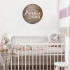 Round Wood Name Sign Nursery Decor Baby Personalized Name Plaque Rustic Decor Custom Name Sign Easter Baby Gift Nursery Wall Sign (Simple (name only), Medium (15.7 in))