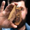 Wooden Beard Comb for Men – Personalized Folding Pocket Comb for Moustache Beard & Hair Walnut Combs Engraved (Half Skull)(Half Skull)