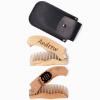 Wooden Beard Comb for Men – Personalized Folding Pocket Comb for Moustache Beard & Hair Walnut Combs Engraved (Half Skull)(Love Is)