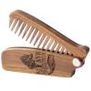Beard Comb for Men Pocket Folding Combs for Mustache & Hair Travel Natural Wooden Comb with Real Man Engraving – Perfect for Use w/Beard Balm Oil (Wavy Half Skull) (Model RM)(Model RM)