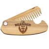 Beard Comb for Men Pocket Folding Combs for Mustache & Hair Travel Natural Wooden Comb with Real Man Engraving – Perfect for Use w/Beard Balm Oil (Wavy Half Skull) (Model RM)(Model TBM)