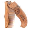 Wooden Beard Comb for Men – Personalized Folding Pocket Comb for Moustache Beard & Hair Walnut Combs Engraved (Half Skull)(Fall in love)
