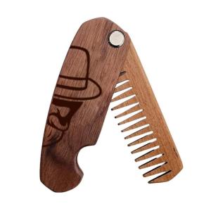Beard Comb Personalized Gifts Anniversary Gift Wooden Brush Custom Comb Groomsmen Gift Hair Brush Pocket Brush Birthday Gift for Boyfriend (Beard Freedom)(Man in Hat)