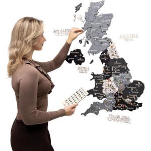 Enjoy The Wood – 3D United Kingdom Travel Map with Pins Wooden Wall Art – Handcrafted Wood UK Map – Wooden Kitchen Wall Art – UK Maps Gift for Travellers & Home Décor Lovers (Terra, XL, Unframed)(Nordik)