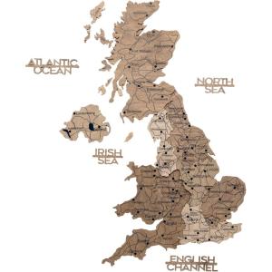Enjoy The Wood – 3D United Kingdom Travel Map with Pins Wooden Wall Art – Handcrafted Wood UK Map – Wooden Kitchen Wall Art – UK Maps Gift for Travellers & Home Décor Lovers (Terra, XL, Unframed)(Terra)