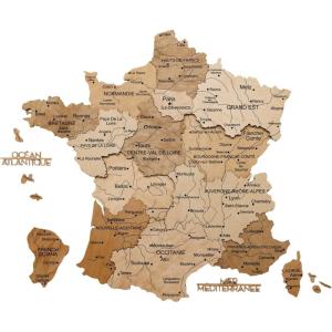 Enjoy The Wood France Travel Map with Pins – 3D Wood Map of France – Handcrafted 3D Wall Art Decor – Wooden Wall Maps Perfect Office or Home Decor – Gift for Travelers (Light, L, Unframed)(Light)
