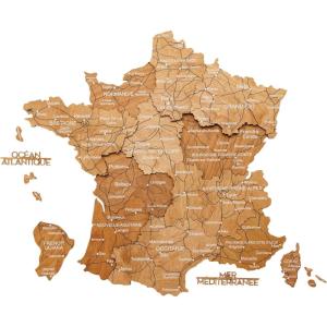 Enjoy The Wood France Travel Map with Pins – 3D Wood Map of France – Handcrafted 3D Wall Art Decor – Wooden Wall Maps Perfect Office or Home Decor – Gift for Travelers (Light, L, Unframed)(Oak)