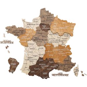 Enjoy The Wood France Travel Map with Pins – 3D Wood Map of France – Handcrafted 3D Wall Art Decor – Wooden Wall Maps Perfect Office or Home Decor – Gift for Travelers (Light, L, Unframed)(Multicolor)