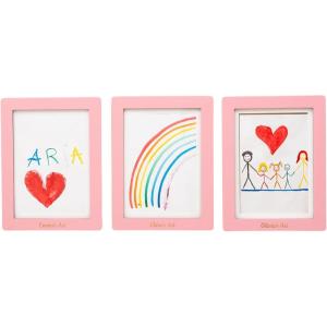 Enjoy The Wood Kids Art Display Frame Changeable Artwork – Easy Change Picture Frames – Front Opening Personalized Storage for Children Drawing Wooden Storages (Pink, Frame)(Pink)