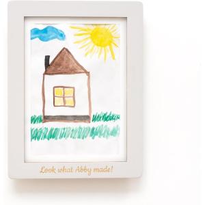 Enjoy The Wood Kids Art Display Frame Changeable Artwork – Easy Change Picture Frames – Front Opening Personalized Storage for Children Drawing Wooden Storages (Pink, Frame)(White)