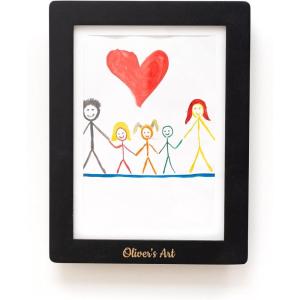 Enjoy The Wood Kids Art Display Frame Changeable Artwork – Easy Change Picture Frames – Front Opening Personalized Storage for Children Drawing Wooden Storages (Pink, Frame)(Black)