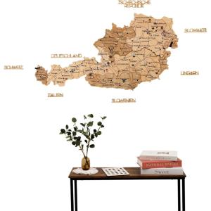 Enjoy The Wood Wooden Map of Austria 3D Wall Art – 3D Multilayer Austria Wall Decor with Cities, Regions & Roads Options – Travel Map with Pins – Educational Home Decor (Light, S)(Light)