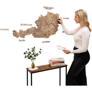 Enjoy The Wood Wooden Map of Austria 3D Wall Art – 3D Multilayer Austria Wall Decor with Cities, Regions & Roads Options – Travel Map with Pins – Educational Home Decor (Light, S)(Terra)