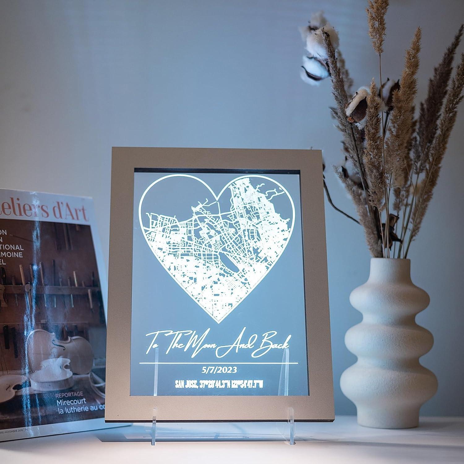 image:imageCustom City Map Night Light Personalized Constellation Map Location Heart Design Home Decor First Date Map Housewarming Valentines Day Birthday Our Anniversary Present Gift Acrylic Night Light