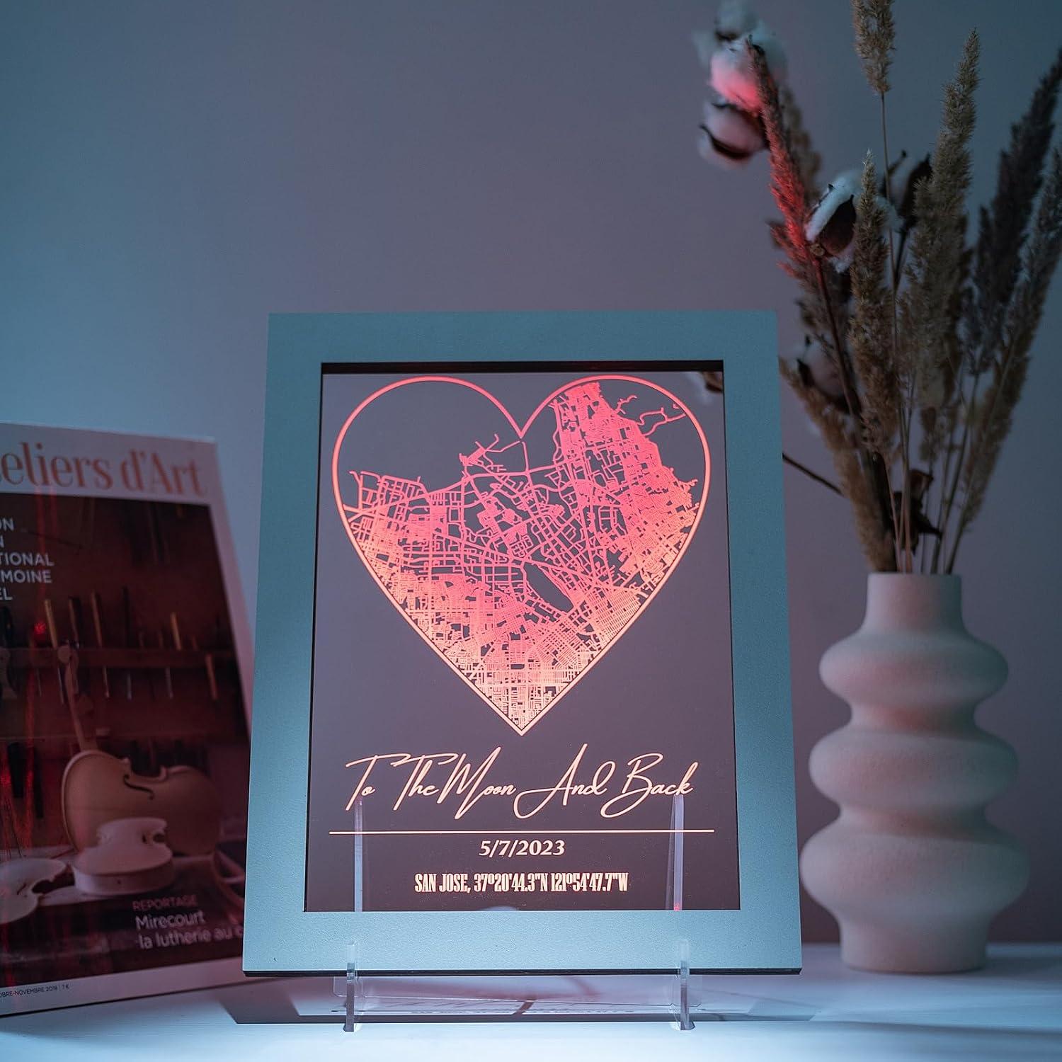 image:imageCustom City Map Night Light Personalized Constellation Map Location Heart Design Home Decor First Date Map Housewarming Valentines Day Birthday Our Anniversary Present Gift Acrylic Night Light
