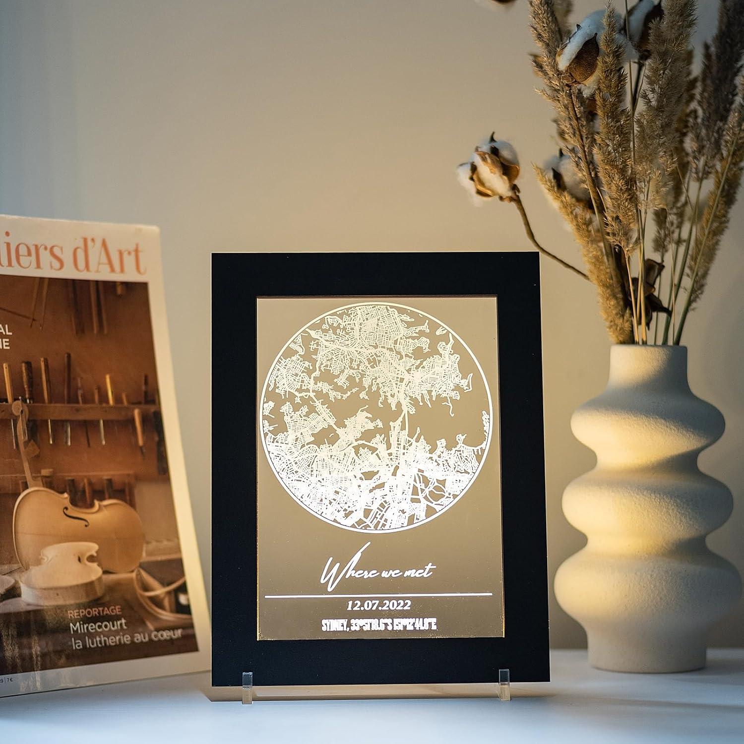 image:imageCustom City Map Night Light Personalized Constellation Map Location Heart Design Home Decor First Date Map Housewarming Valentines Day Birthday Our Anniversary Present Gift Acrylic Night Light
