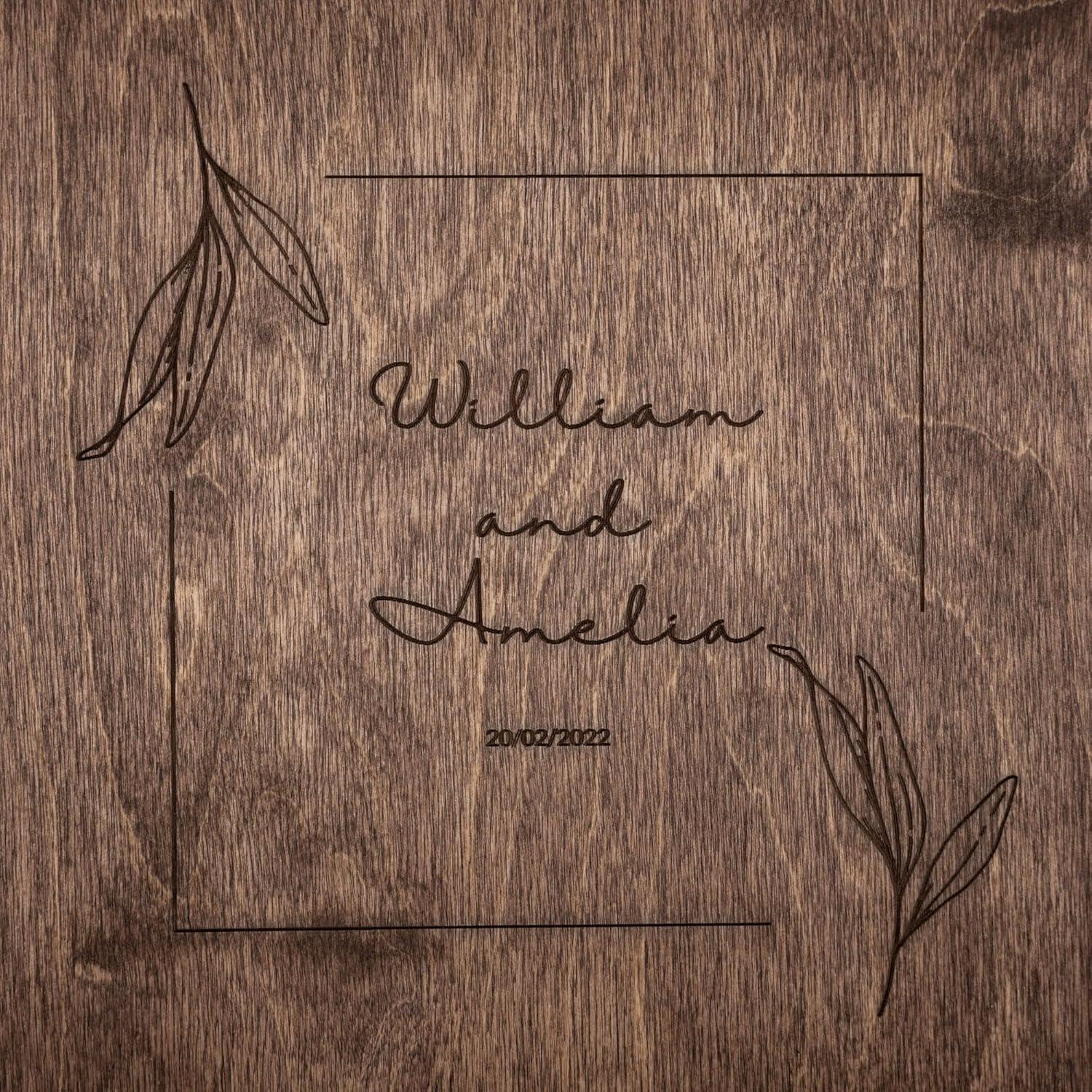 image:imageEnjoy The Wood Personalized Wooden Photo Album with Engraving Handmade Scrapbook Album Custom Memory Book for Wedding Family amp Special Moments Photo Book Best Gift for Couple MonogramBotanical