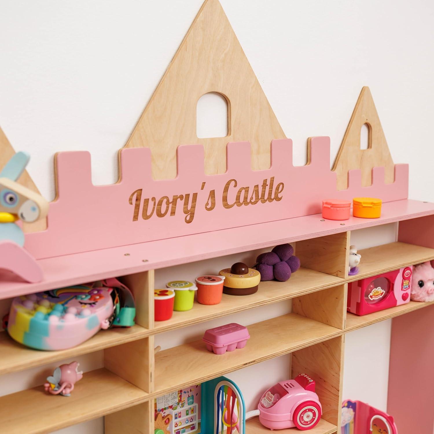 image:imageEnjoy The Wood Wooden Kids Toy Storage Organizer Montessori Shelf Toy Organizers and Storage Wall Mounted Nursery Shelves Optional Name Personalization Playroom Organization CrownCastle