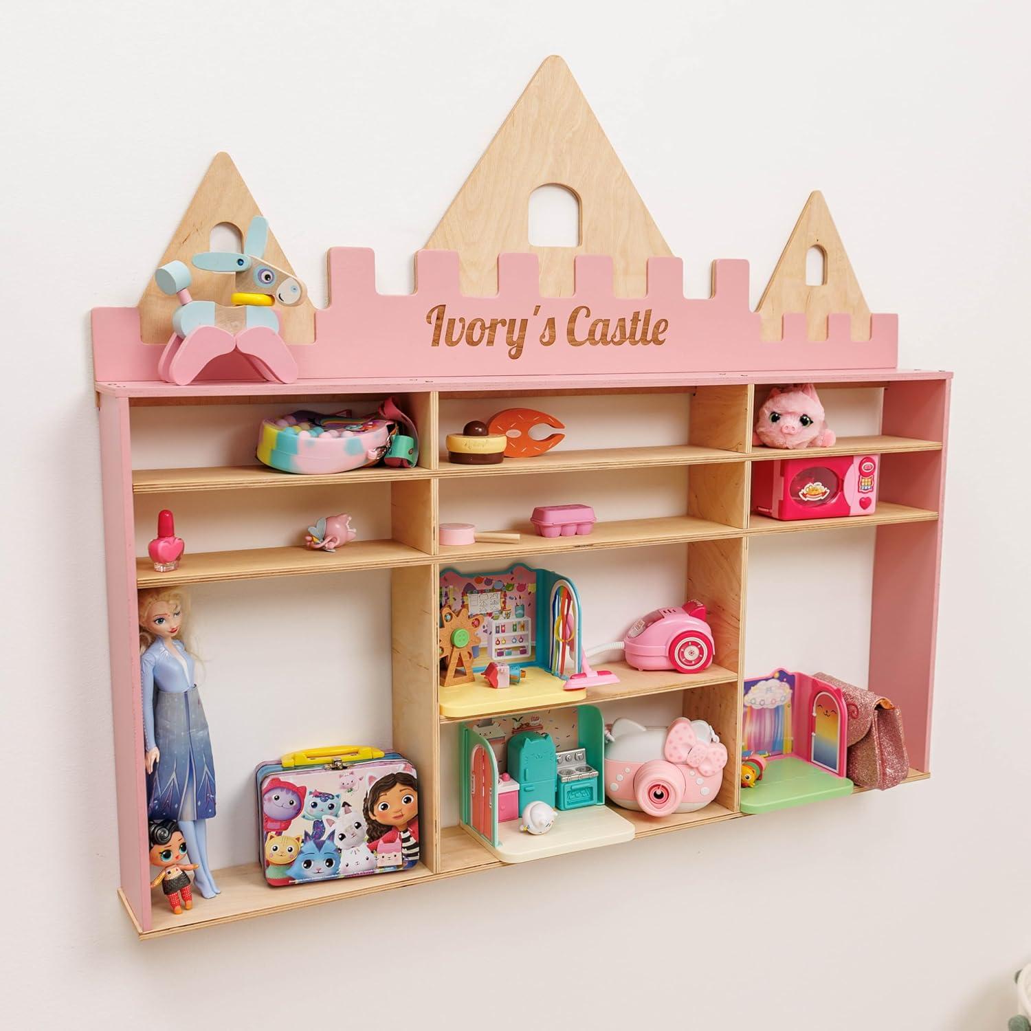 image:imageEnjoy The Wood Wooden Kids Toy Storage Organizer Montessori Shelf Toy Organizers and Storage Wall Mounted Nursery Shelves Optional Name Personalization Playroom Organization CrownCastle