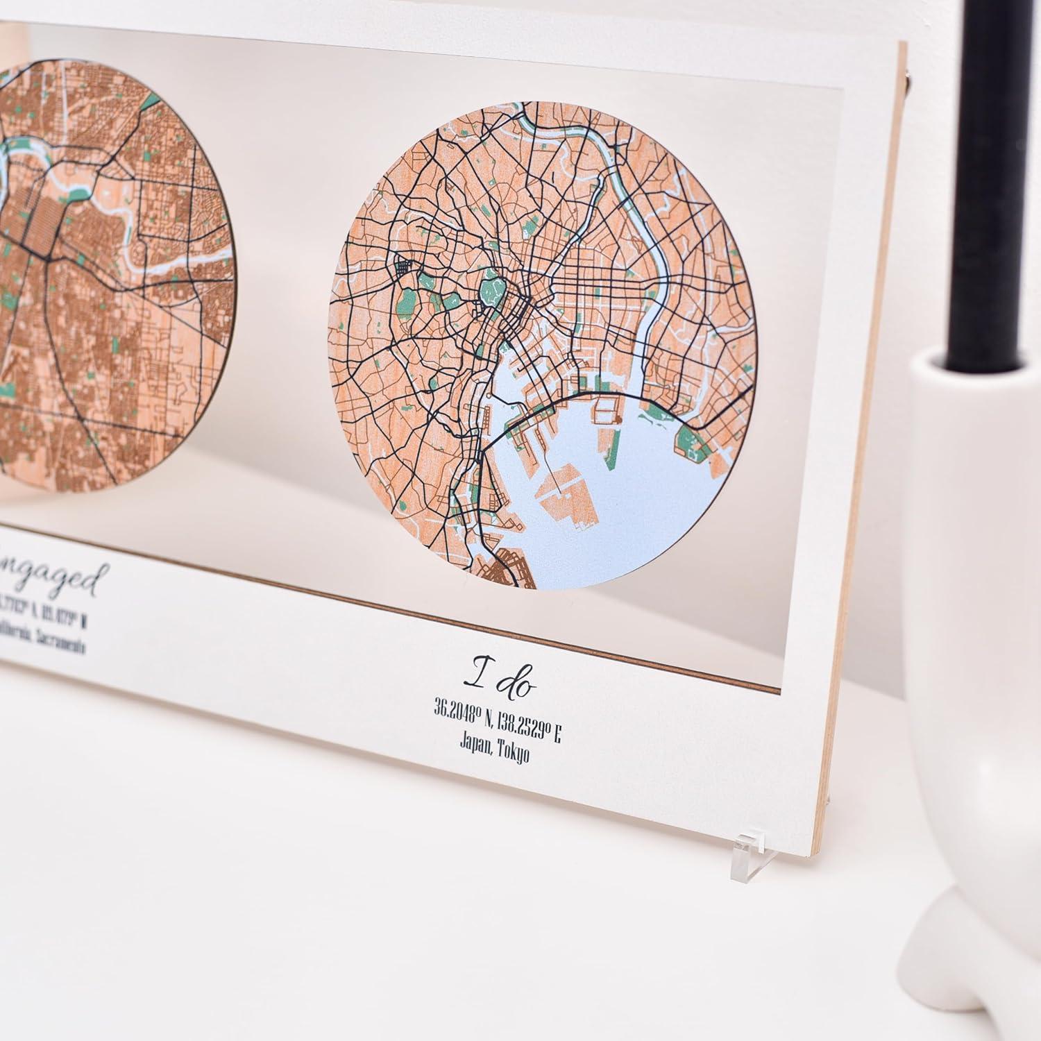 image:imagePersonalized Map Where It All Began Wedding Anniversary Gift for Couple First Date Location Custom City Map Met Engaged Married Gift for Her and Him Valentines Gifts Large 2 Cities WhiteWhite