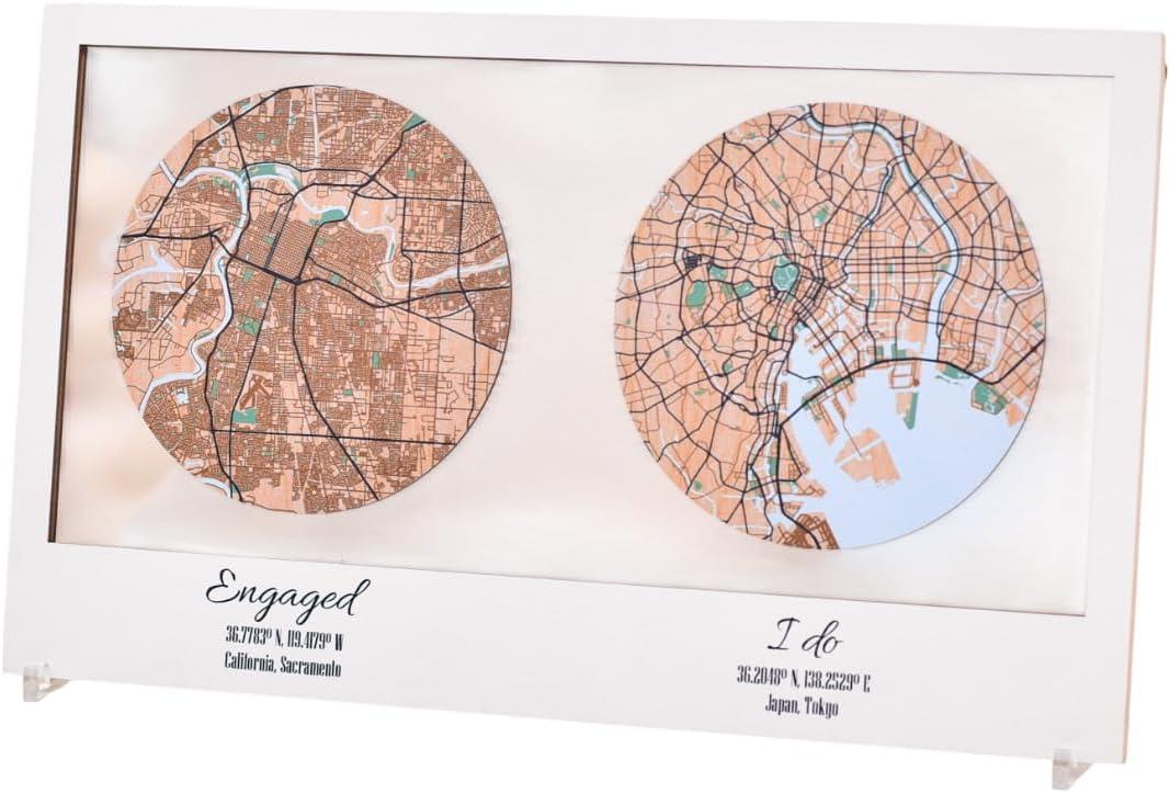 image:imagePersonalized Map Where It All Began Wedding Anniversary Gift for Couple First Date Location Custom City Map Met Engaged Married Gift for Her and Him Valentines Gifts Large 2 Cities WhiteWhite