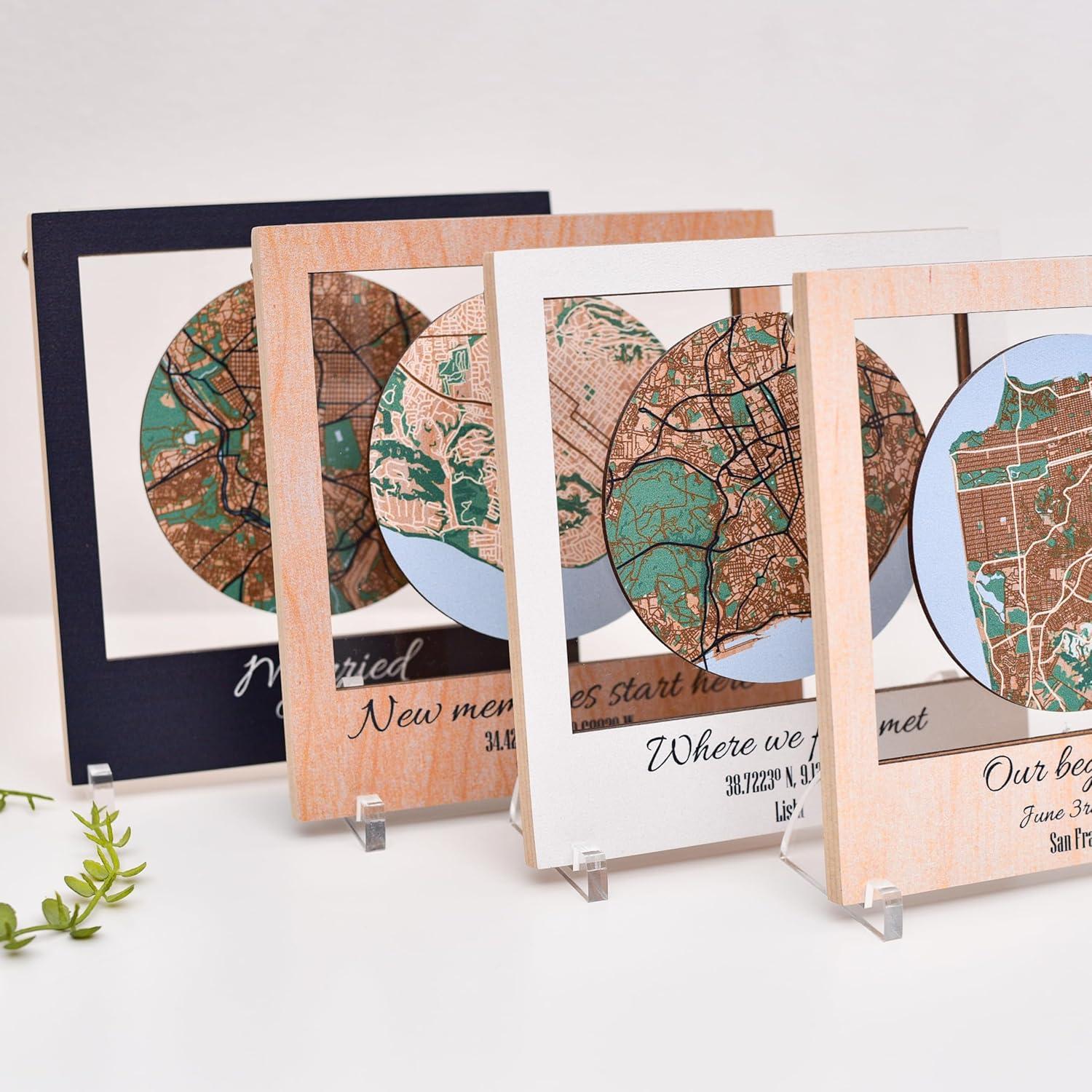 image:imagePersonalized Map Where It All Began Wedding Anniversary Gift for Couple First Date Location Custom City Map Met Engaged Married Gift for Her and Him Valentines Gifts Large 2 Cities WhiteCappuccino