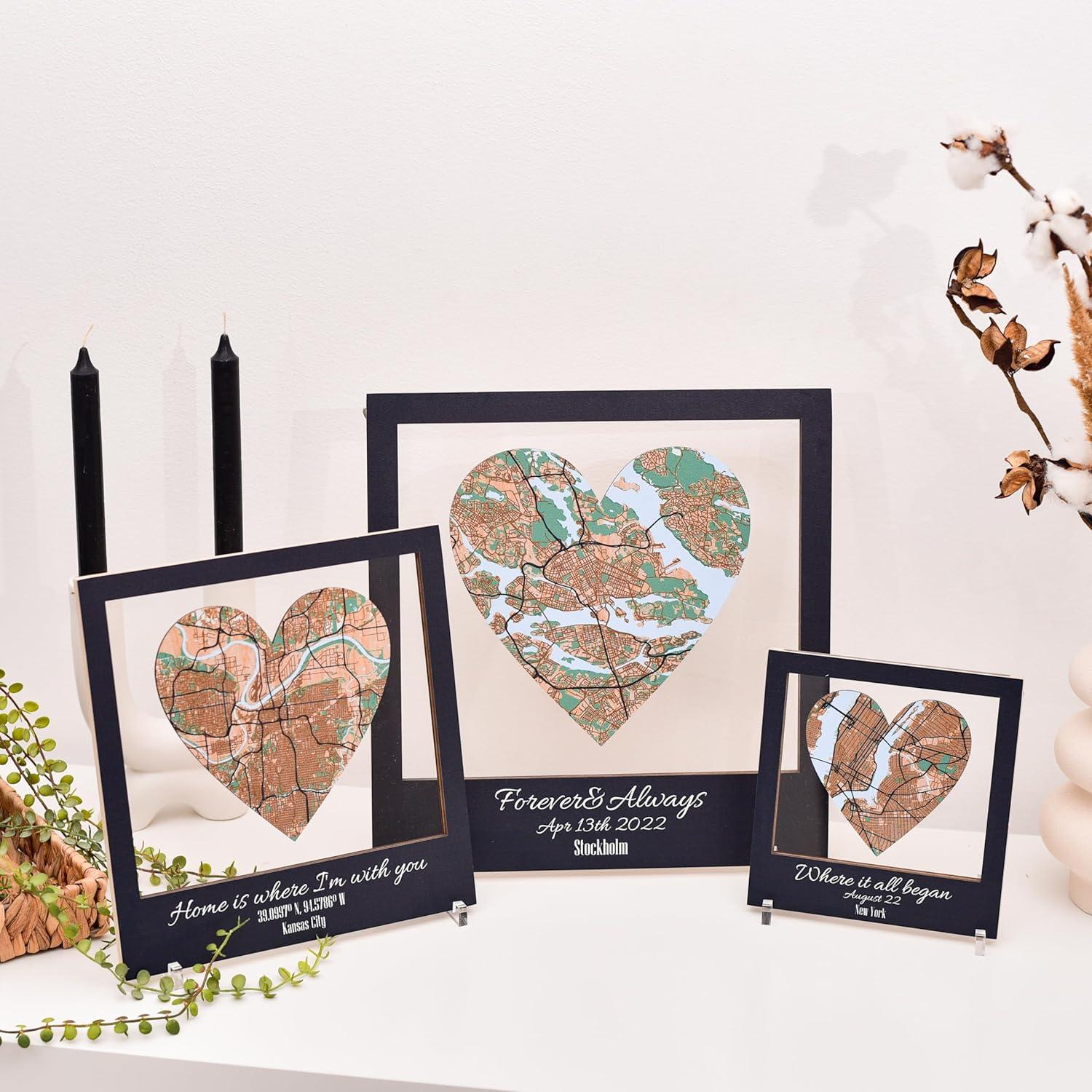 image:imagePersonalized Map Where It All Began Wedding Anniversary Gift for Couple First Date Location Custom City Map Met Engaged Married Gift for Her and Him Valentines Gifts Large 2 Cities WhiteLight