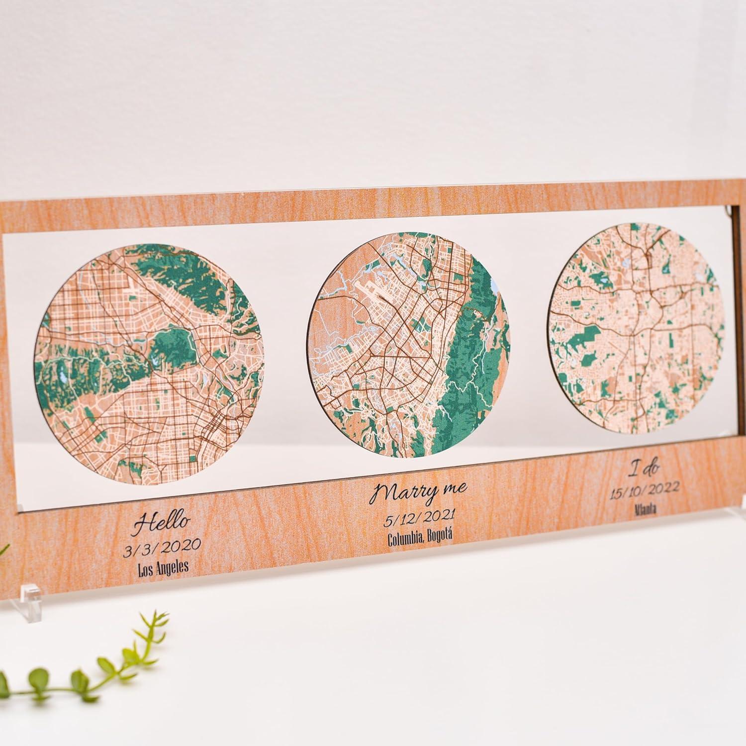 image:imagePersonalized Map Where It All Began Wedding Anniversary Gift for Couple First Date Location Custom City Map Met Engaged Married Gift for Her and Him Valentines Gifts Large 2 Cities WhiteCappuccino