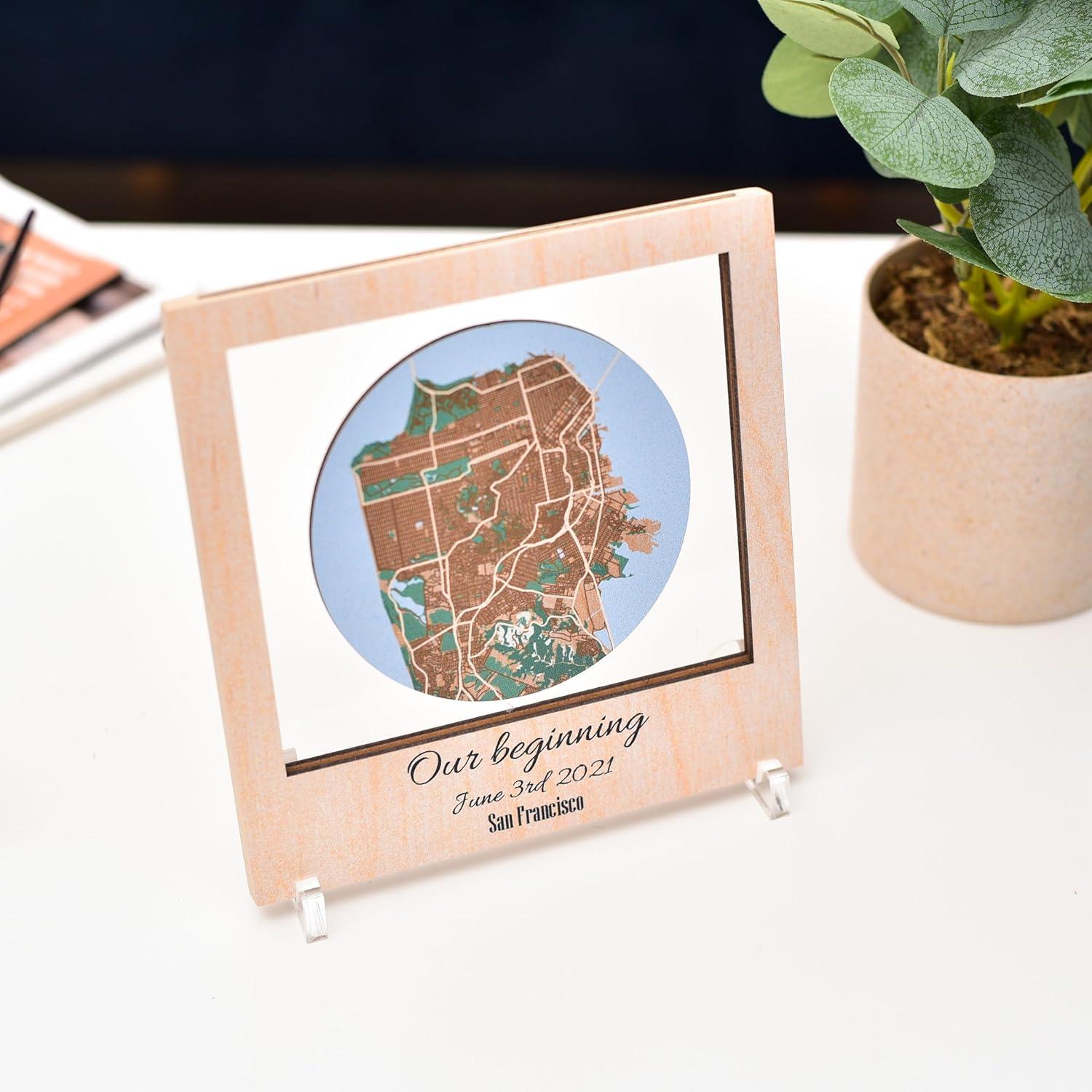 image:imagePersonalized Map Where It All Began Wedding Anniversary Gift for Couple First Date Location Custom City Map Met Engaged Married Gift for Her and Him Valentines Gifts Large 2 Cities WhiteLight