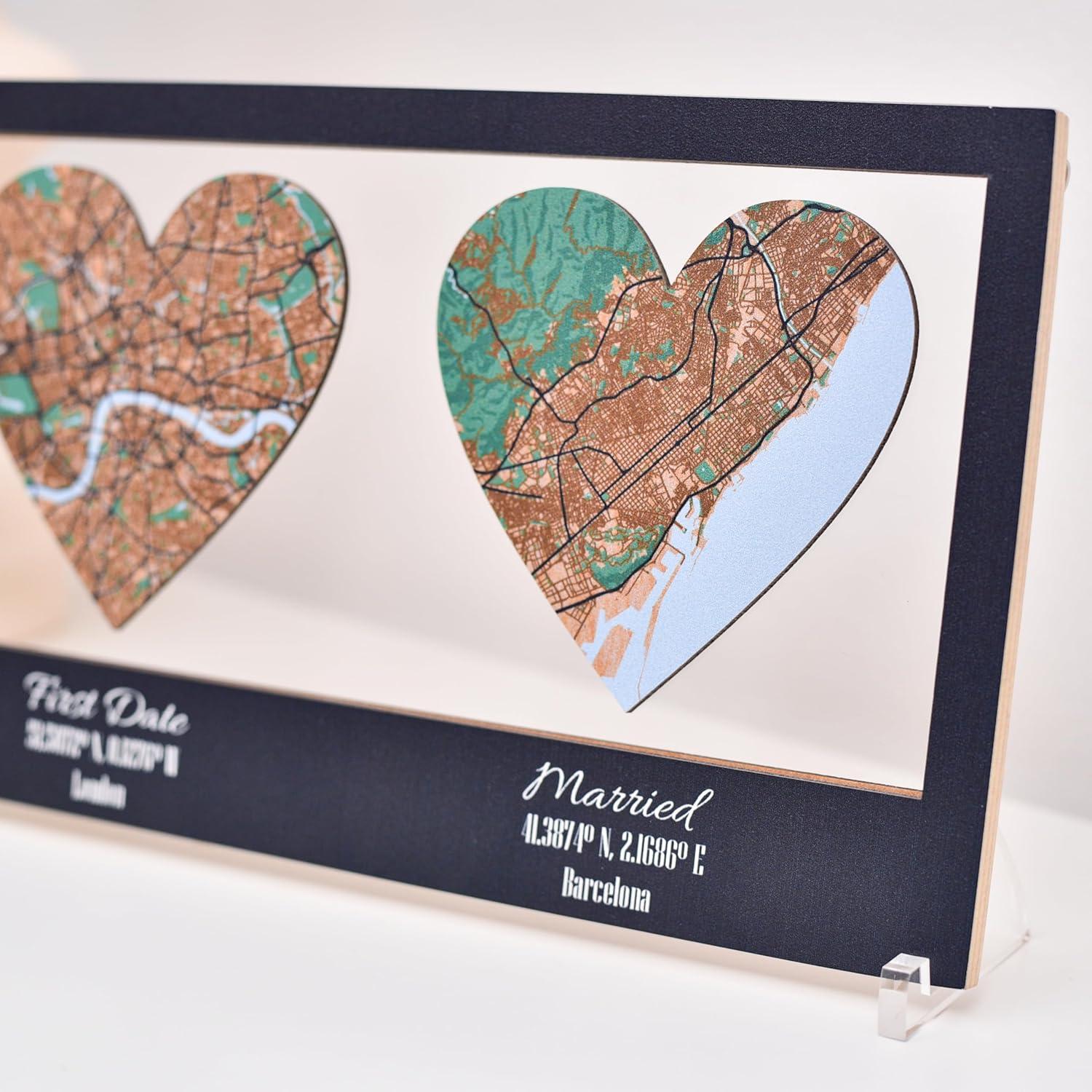 image:imagePersonalized Map Where It All Began Wedding Anniversary Gift for Couple First Date Location Custom City Map Met Engaged Married Gift for Her and Him Valentines Gifts Large 2 Cities WhiteBlack