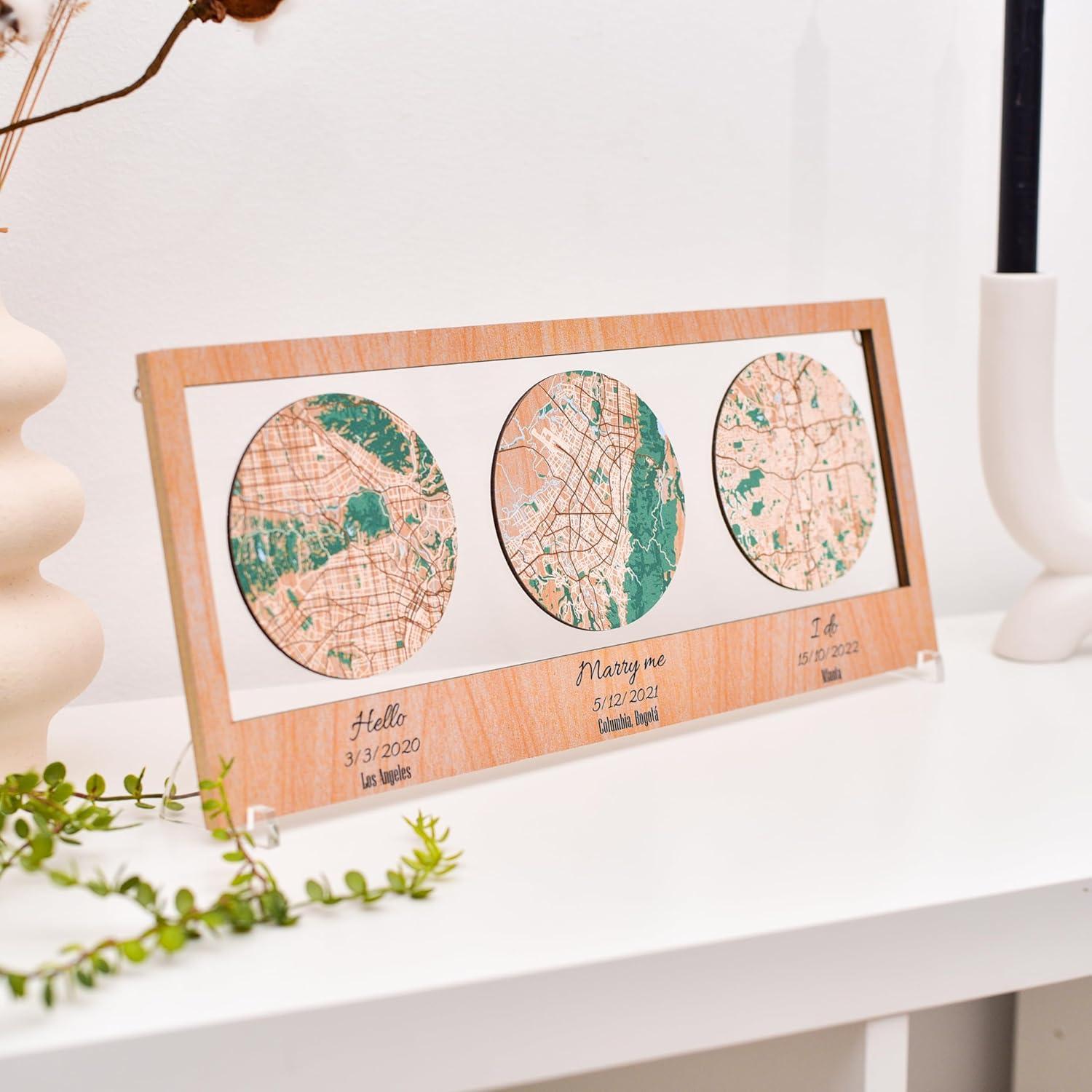 image:imagePersonalized Map Where It All Began Wedding Anniversary Gift for Couple First Date Location Custom City Map Met Engaged Married Gift for Her and Him Valentines Gifts Large 2 Cities WhiteCappuccino