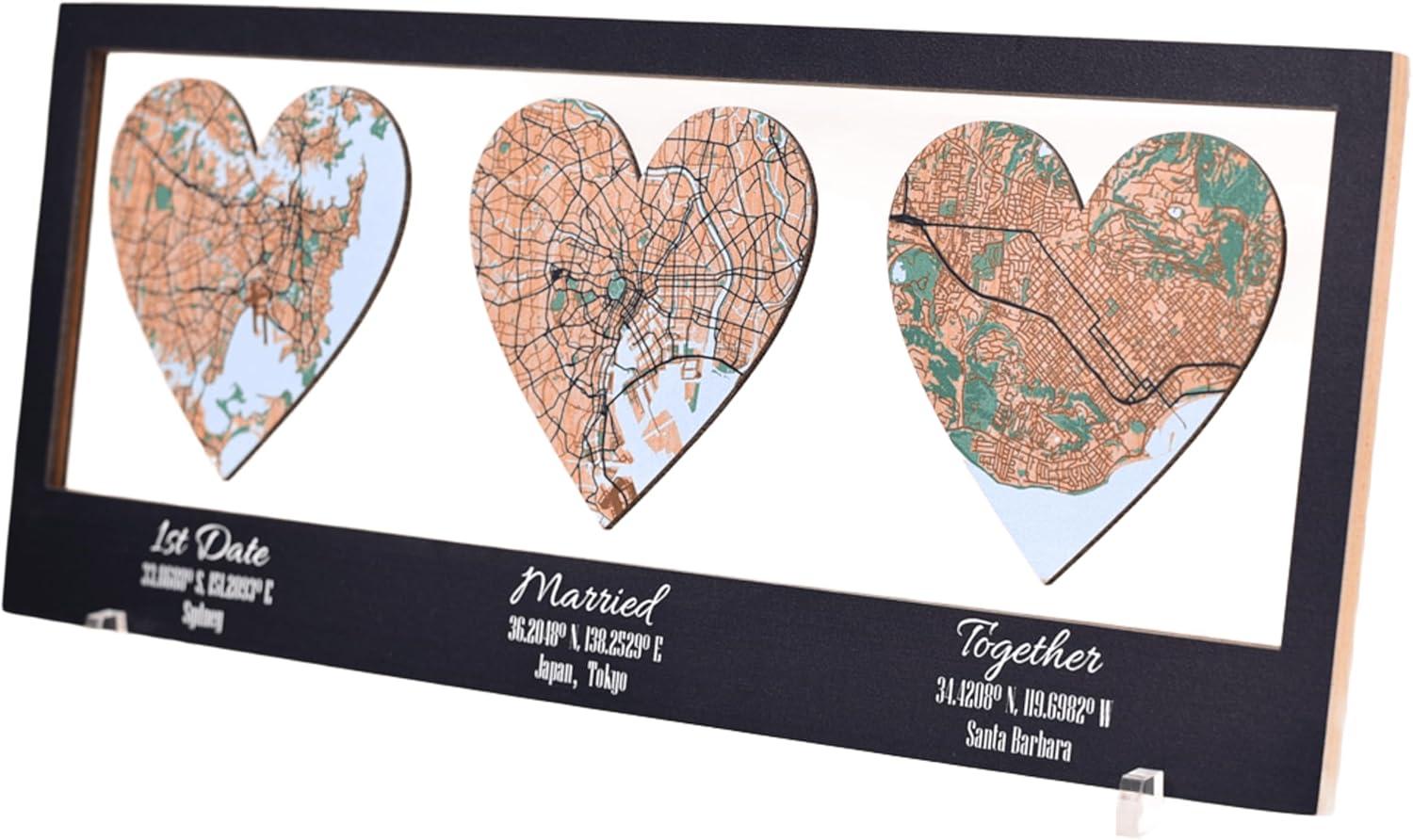 image:imagePersonalized Map Where It All Began Wedding Anniversary Gift for Couple First Date Location Custom City Map Met Engaged Married Gift for Her and Him Valentines Gifts Large 2 Cities WhiteBlack