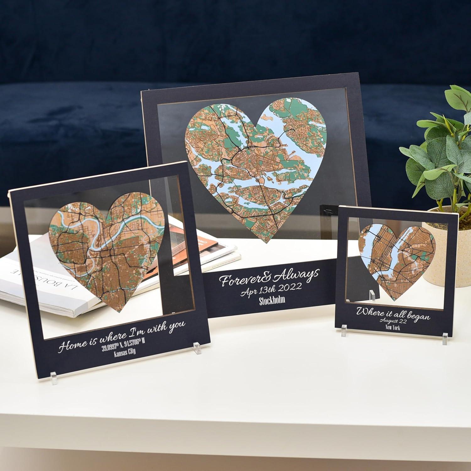 image:imagePersonalized Map Where It All Began Wedding Anniversary Gift for Couple First Date Location Custom City Map Met Engaged Married Gift for Her and Him Valentines Gifts Large 2 Cities WhiteCappuccino