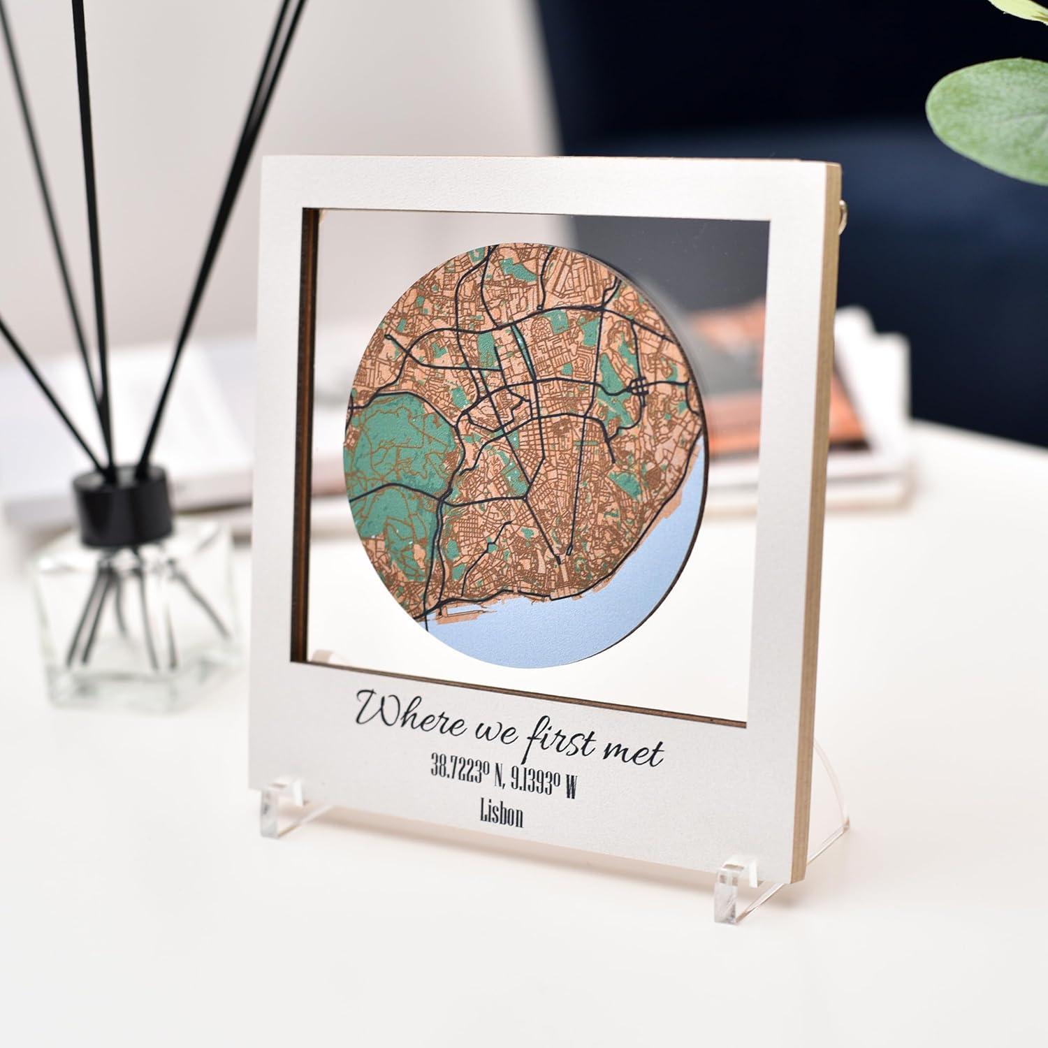 image:imagePersonalized Map Where It All Began Wedding Anniversary Gift for Couple First Date Location Custom City Map Met Engaged Married Gift for Her and Him Valentines Gifts Large 2 Cities WhiteWhite
