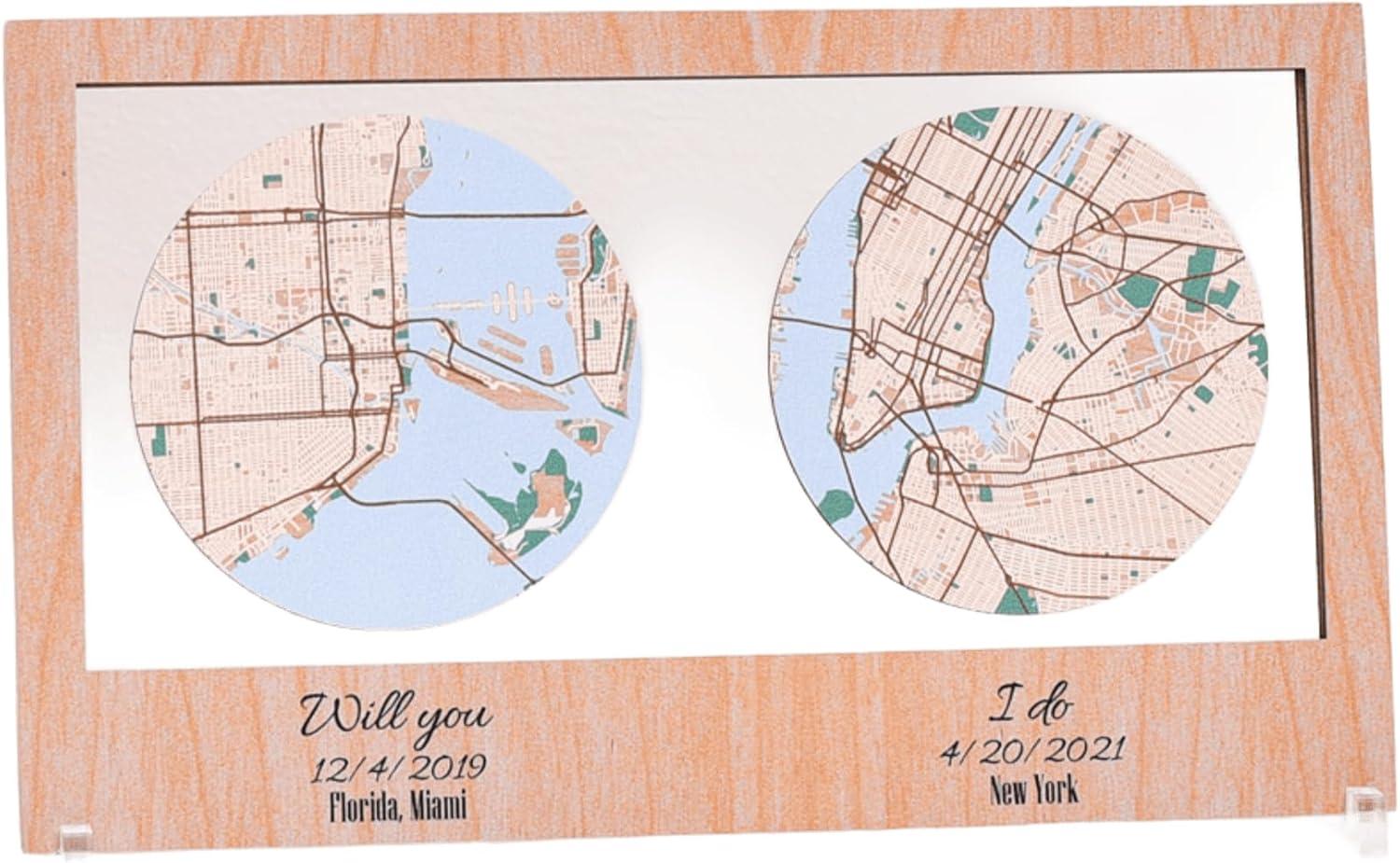 image:imagePersonalized Map Where It All Began Wedding Anniversary Gift for Couple First Date Location Custom City Map Met Engaged Married Gift for Her and Him Valentines Gifts Large 2 Cities WhiteCappuccino